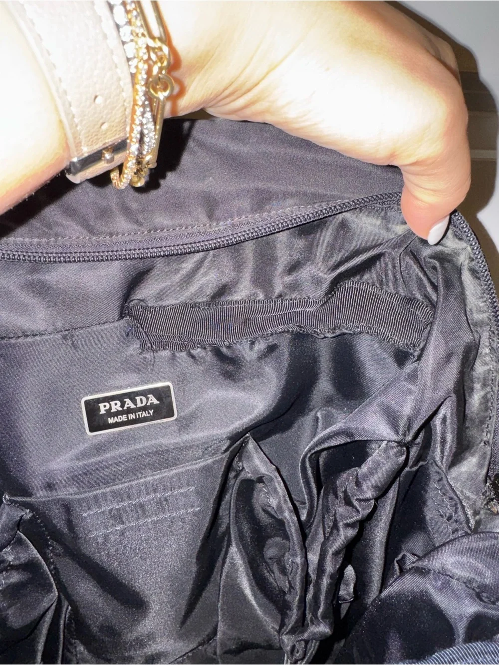 Prada Black Nylon Diaper Bag Tote with Leather Straps